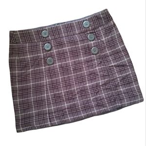 GAP mini skirt plaid brown cotton lined size 10